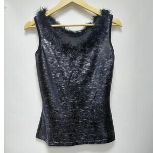 FORSTER Black Sequin Sleeveless Top Solid Women Size 40